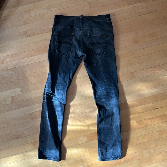 Nudie Jeans Thin Finn 33w 34L black. Washed so now more gray black. - Picture 3 of 5